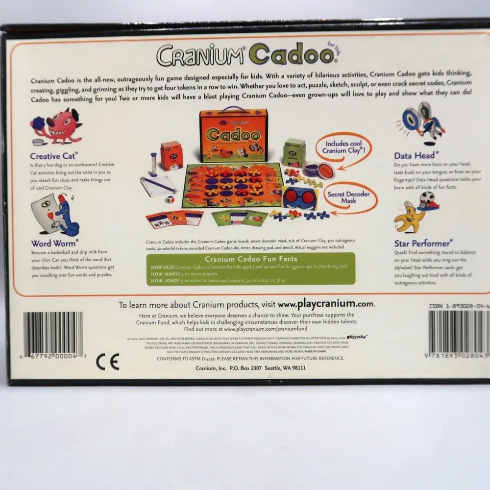 Cranium Cadoo Complete 2002 for Kids Board Game Ages 7+ Family Fun